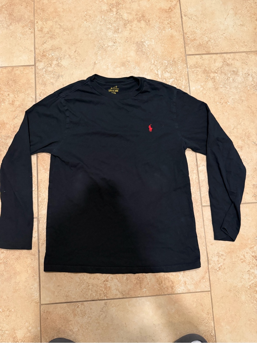 Polo by Ralph Lauren Navy Long-Sleeve Crew Neck Shirt with Red Pony